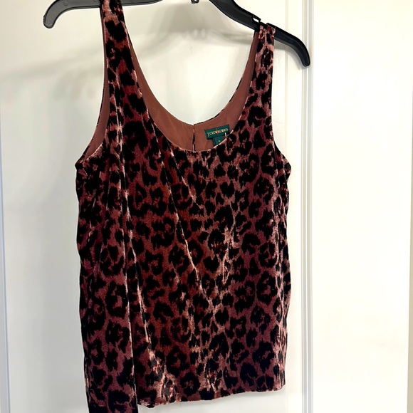 J. Crew Tops - Jcrew, NWT velvet tank top, size 0,leopard print black & dark, dusty, pink